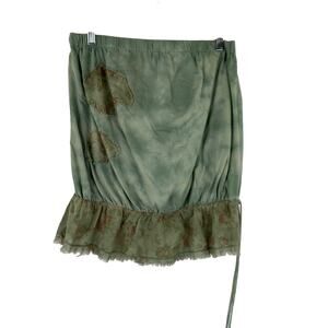 Mossimo Supply Co. Green Retro Distressed Strapless Tube Top Womens Medium Y2K